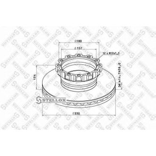 85-00711-SX_диск тормозной !330/157x34/124 12n-180-M12x1.5 MAN L2000 9/10.224 фото