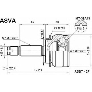 ШРУС наружный ASVA MT-3-8A43 фото