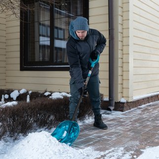 Лопата снеговая поликарбонат 340x385x1340мм алюминиевый черенок, luxe PALISAD фото 10