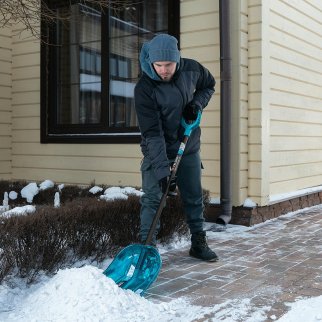 Лопата снеговая поликарбонат 340x385x1340мм алюминиевый черенок, luxe PALISAD фото 8