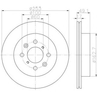 Диск тормозной передний вентилируемый Hella 8DD 355 111-591 фото
