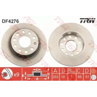 Диск тормозной задний TRW DF4276 фото