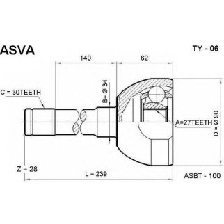 ШРУС наружный ASVA TY06- фото