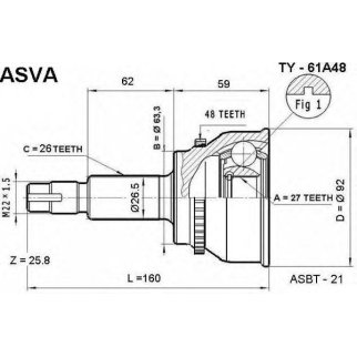 ШРУС наружный ASVA TY61-A48 фото
