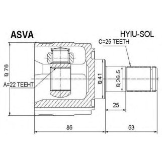 ШРУС внутренний ASVA HYIU-SOL фото
