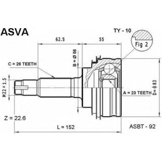ШРУС наружный ASVA TY10- фото