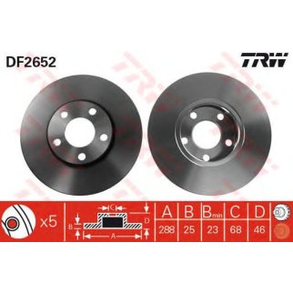 Диск тормозной передний вентилируемый TRW DF2652 фото