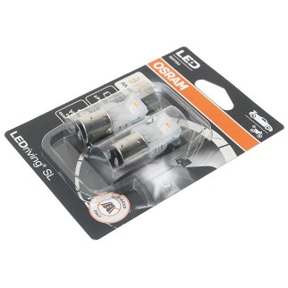 Лампа светодиодная 12V P21/5W BAY15d двухконтактная блистер (2шт.) Yellow OSRAM фото 1