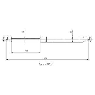 Упор газовый (амортизатор) для а/м VW Transporter T4 (90-) после 92 г.в. (крышки багажника с с/о) (G фото 2