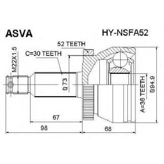 ШРУС наружный ASVA HYNS-FA52 фото