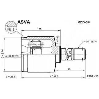 ШРУС внутренний ASVA MZID-554 фото