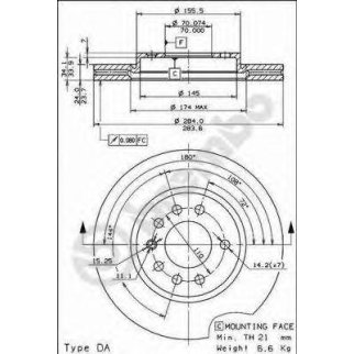 Диск тормозной brembo 09.5807.10 фото