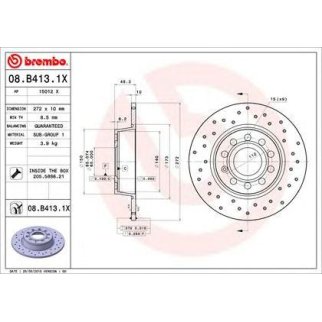 Диск тормозной brembo 08.B413.1X фото