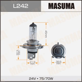 Лампа 24V H4 75/70W MASUMA 1 шт. картон L242 фото