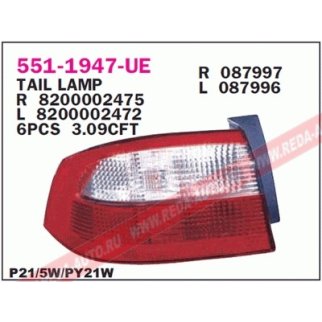 Фонарь задний прав RENAULT: LAGUNA II HB 01.01-04.05 фото