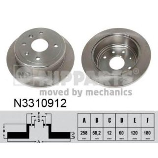 Диск тормозной задний NIPPARTS N3310912 фото