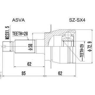 ШРУС наружный ASVA SZSX-4 фото