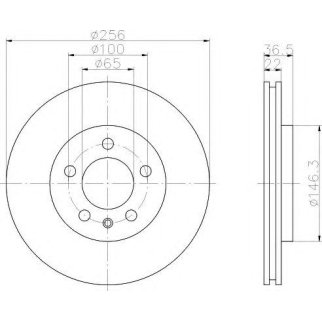 Диск тормозной передний вентилируемый Hella 8DD 355 105-361 фото