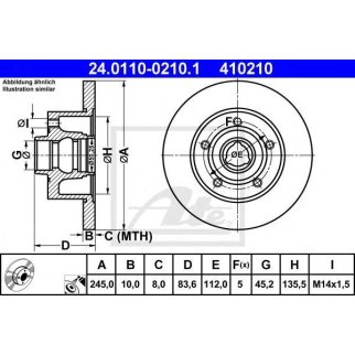 Диск тормозной задний ATE 24.0110-0210.1 фото