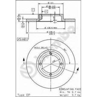 Диск тормозной brembo 08.7822.10 фото