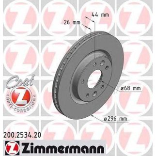 Диск тормозной Zimmermann 200.2534.20 фото