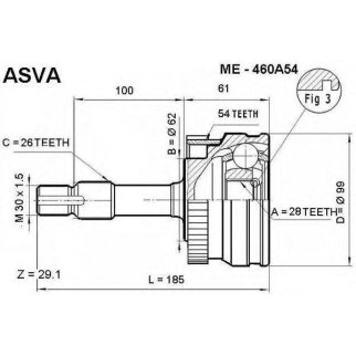 ШРУС наружный ASVA ME46-0A54 фото