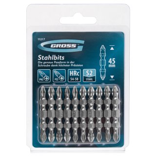 Набор бит Ph2-Pz2х45мм, двухстор. сталь S2, (10шт) GROSS фото 4