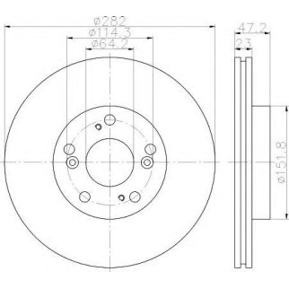 Диск тормозной передний вентилируемый Hella 8DD 355 118-131 фото