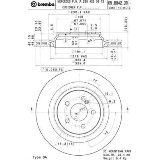 Диск торм.зад.BRABUS 60S (W221) 04/11-> / MERCEDES-BENZ S-CLASS Coupe (C216) 05/06-12/13 / MERCEDES- фото