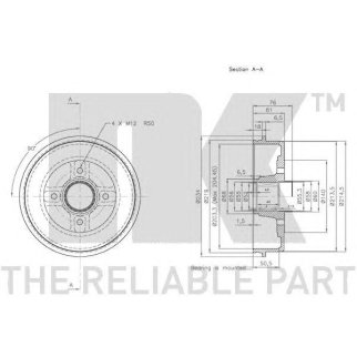 Барабан тормозной задний с подшипником в сборе (203x50,5mm) / NISSAN Kubistar (X76,X80),RENAULT Kang фото