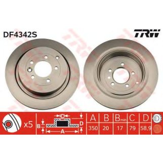 Диск тормозной задний TRW DF4342S фото