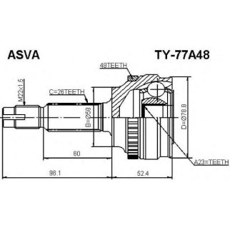 ШРУС наружный ASVA TY77-A48 фото