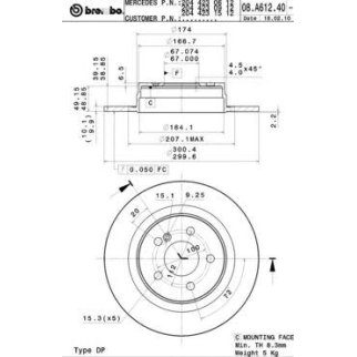 Диск тормозной brembo 08.A612.41 фото