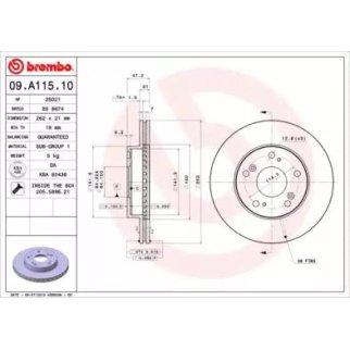 Диск тормозной brembo 09.A115.10 фото