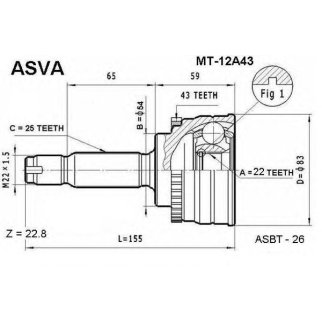 ШРУС наружный ASVA MT-1-2A43 фото
