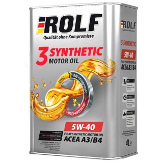 Масло моторное ROLF 3-SYNTHETIC 5W40 A3/B4 (пластик) синт. 4л фото