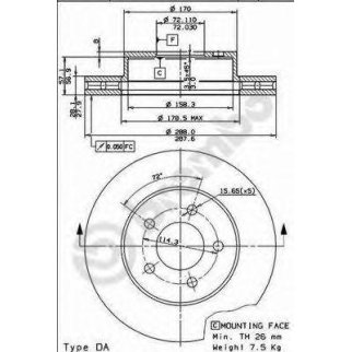 Диск тормозной brembo 09.8864.11 фото