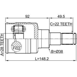 ШРУС ВНУТРЕННИЙ ЛЕВЫЙ 28X38X22, шт фото 2