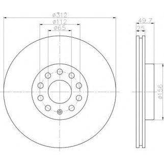 Диск тормозной передний вентилируемый Hella 8DD 355 109-521 фото