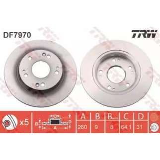 Диск тормозной задний TRW DF7970 фото