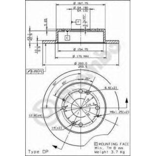 Диск торм. зад.(260x10) 4 отв. фото