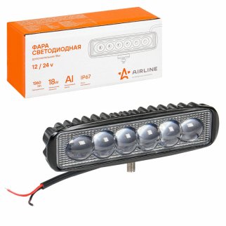 Фара светодиодная прямоугольная, 6 LED 4D линза, 18W (157х42х40) 12/24V (ALED006) фото