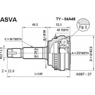 ШРУС наружный ASVA TY54-A48 фото