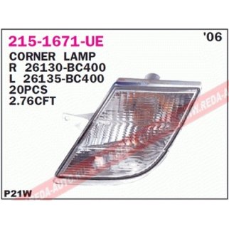 Фонарь указателя поворота лев NISSAN: MICRA 06- фото