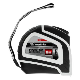 Рулетка Autostop, 8 м х 25 мм, двухкомпонентный корпус, автоматическая фиксация, PRO// Matrix фото 4