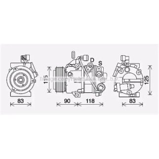 Компрессор системы кондиционирования AVA KAK284 фото
