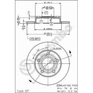 Диск тормозной brembo 08.5213.20 фото