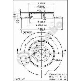 Диск тормозной brembo 08.8163.11 фото