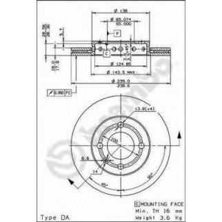 Диск тормозной передн SEAT: AROSA 97-04, VW: LUPO 98-05, POLO 94-99, POLO 99-01, POLO фургон 94-99, POLO фургон 92-94 фото
