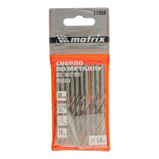 Сверло по металлу, 5, 0 мм, полированное, HSS, 10 шт. цилиндрический хвостовик MATRIX 71550 фото 4